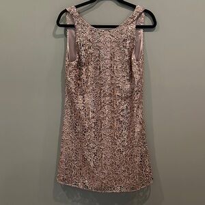 Badgley Mischka Pink Lace Mini Dress